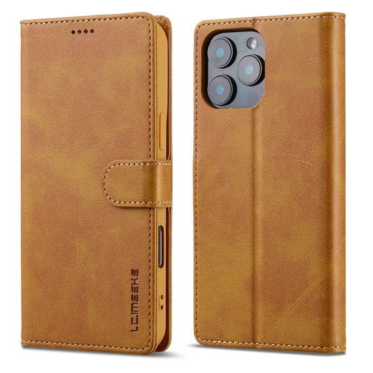 LC.IMEEKE Calf Texture Horizontal Flip Leather Case For iPhone 16 Pro Max(Yellow) by LC.IMEEKE