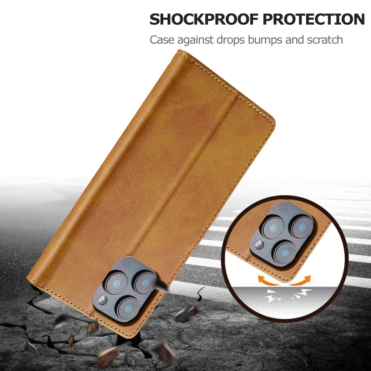 LC.IMEEKE Calf Texture Horizontal Flip Leather Case For iPhone 16 Pro Max(Yellow) by LC.IMEEKE