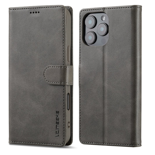 LC.IMEEKE Calf Texture Horizontal Flip Leather Case For iPhone 16 Pro Max(Grey) by LC.IMEEKE