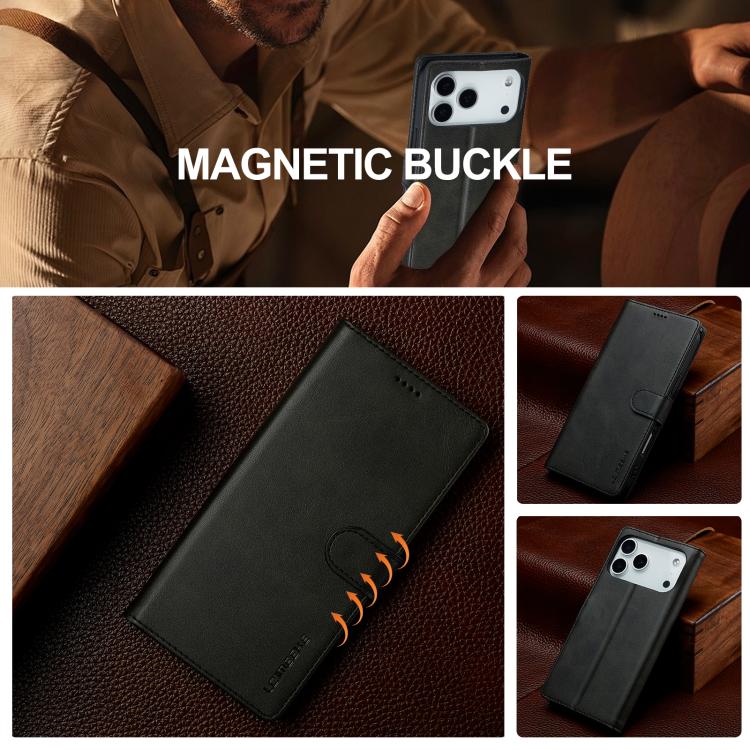 LC.IMEEKE Calf Texture Horizontal Flip Leather Case For iPhone 17 Pro Max(Black) by LC.IMEEKE