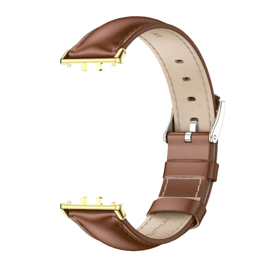 For Samsung Galaxy Fit 3 Mijobs Dual-sided Genuine Leather Watch Band(Brown Gold) by MIJOBS
