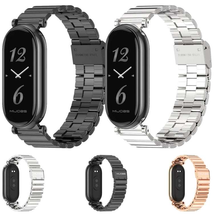 For Xiaomi Smart Band 10 / 9 / 8 Mijobs GT4 Bamboo Buckle Metal Watch Band(Silver) by MIJOBS