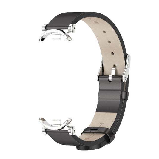 For Xiaomi Smart Band 10 / 9 / 8 Mijobs GT4 First Layer Cowhide Watch Band(Black Silver) by MIJOBS