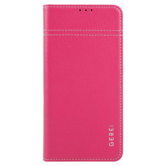 For Samsung Galaxy S25+ 5G GEBEI Top-grain Horizontal Flip Leather Phone Case(Rose Red) by GEBEI