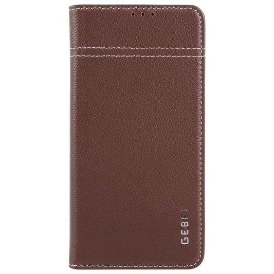 For Samsung Galaxy S25 5G GEBEI Top-grain Horizontal Flip Leather Phone Case(Brown) by GEBEI