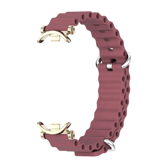 For Xiaomi Smart Band 10 / 9 / 8 Mijobs GT4 Marine Silicone Breathable Watch Band(Wine Red Light Gold) by MIJOBS