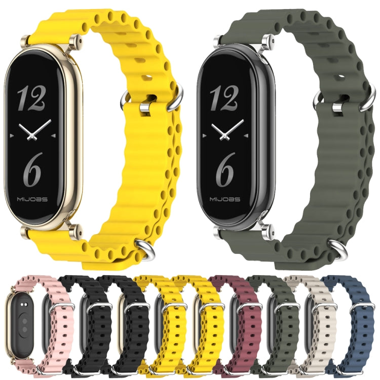 For Xiaomi Smart Band 10 / 9 / 8 Mijobs GT4 Marine Silicone Breathable Watch Band(Khaki Green Silver) by MIJOBS