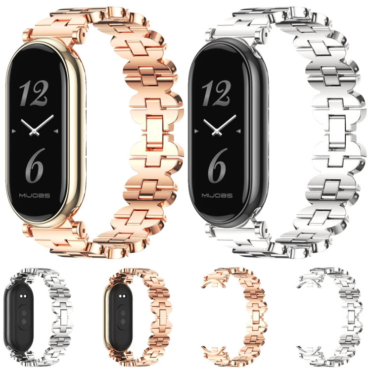 For Xiaomi Smart Band 10 / 9 / 8 Mijobs GT4 Bone Chain Metal Watch Band(Rose Gold) by MIJOBS