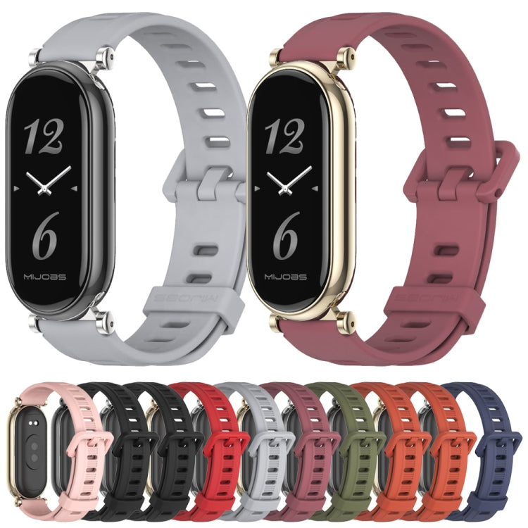 For Xiaomi Smart Band 10 / 9 / 8 Mijobs GT4 Flat Hole Silicone Watch Band(Pink Light Gold) by MIJOBS