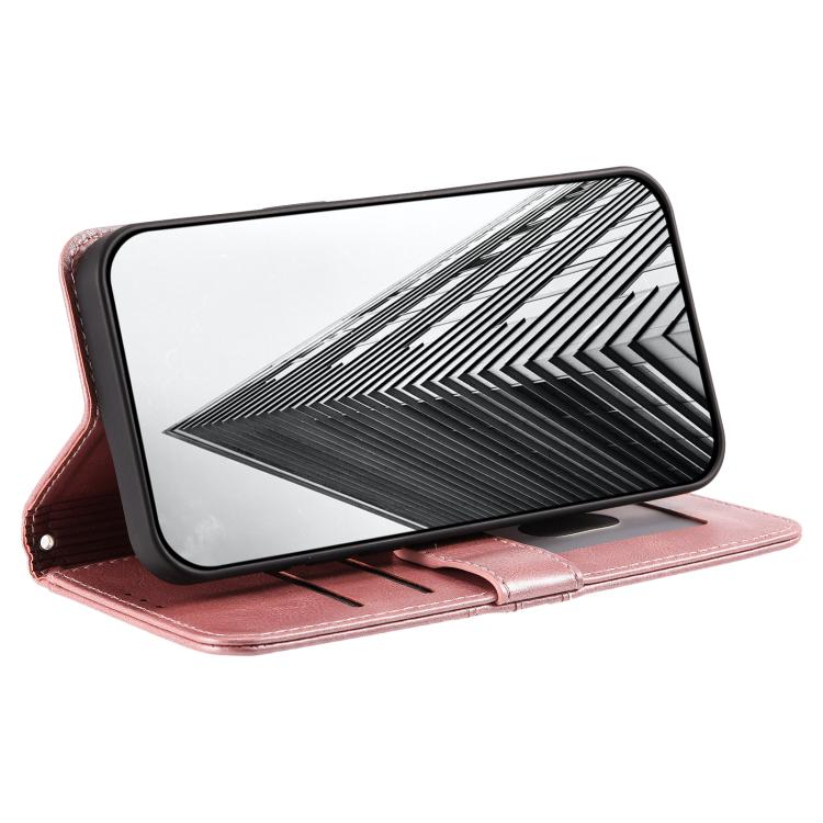 For iPhone 16e Simple 6-Card Wallet Leather Phone Case(Rose Gold) by bashfashion