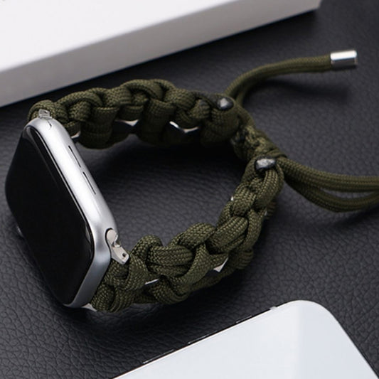 For Apple Watch Series 8 41mm Screw Nut Braided Paracord Watch Band(Green) by bashfashion
