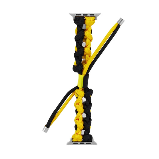 For Apple Watch SE 2023 40mm Screw Nut Dual-Color Braided Paracord Watch Band(Black Yellow) by bashfashion