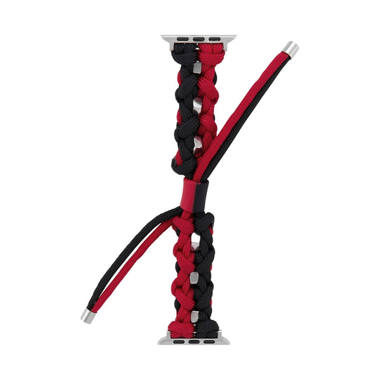 For Apple Watch SE 40mm Screw Nut Dual-Color Braided Paracord Watch Band(Black Red) by bashfashion