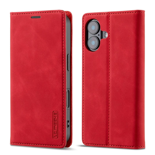 For iPhone 16 Plus LC.IMEEKE Strong Magnetism Microfiber Leather Phone Case(Red) by LC.IMEEKE