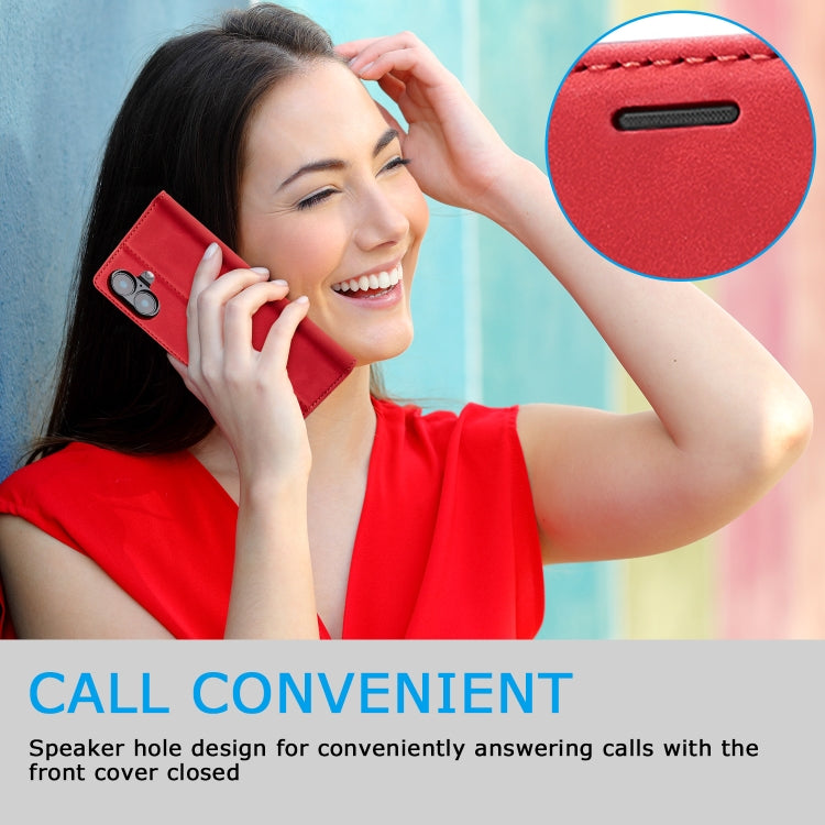 For iPhone 16 Plus LC.IMEEKE Strong Magnetism Microfiber Leather Phone Case(Red) by LC.IMEEKE