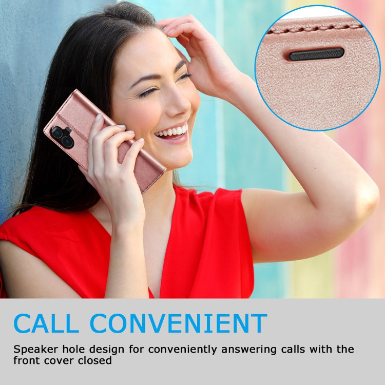 For iPhone 16 Plus LC.IMEEKE Strong Magnetism Microfiber Leather Phone Case(Rose Gold) by LC.IMEEKE