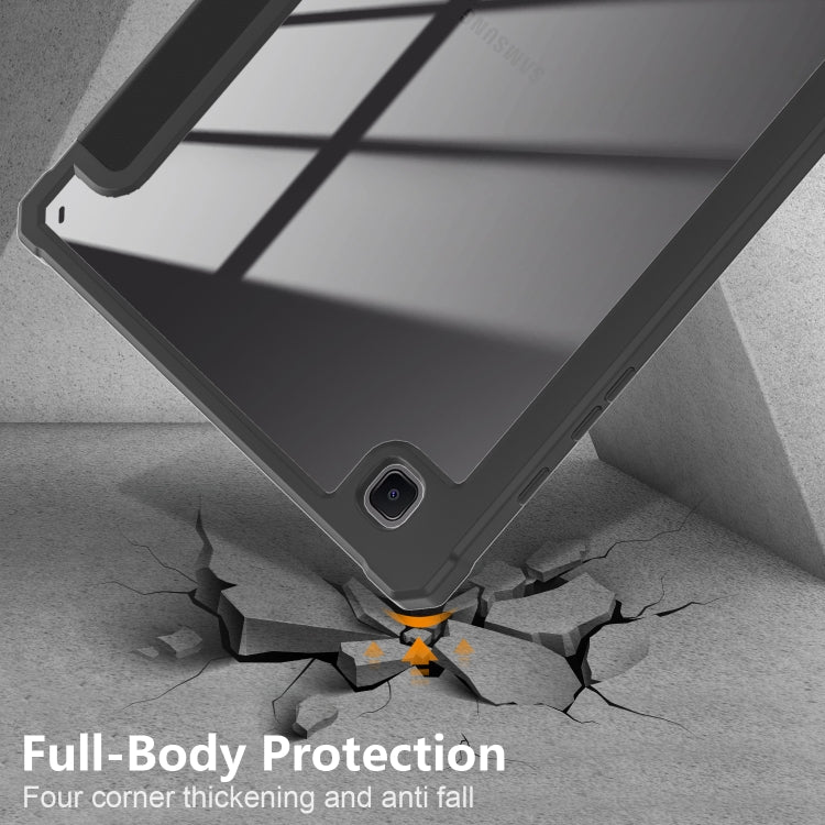 For Samsung Galaxy Tab S6 Lite Acrylic 3-Fold Solid Color Smart Leather Tablet Case(Black) by bashfashion