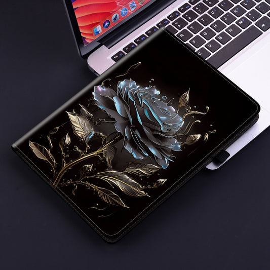 For Samsung Galaxy Tab S6 Lite Crystal Texture Painted Leather Smart Tablet Case(Black Rose) by bashfashion