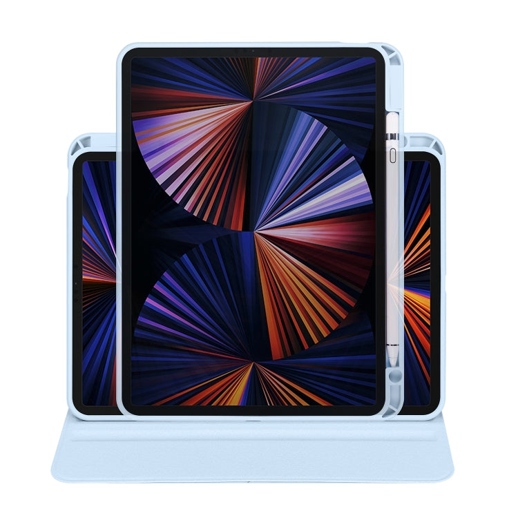 For iPad Air 11 2025 / 2024 Acrylic 360 Degree Rotation Holder Leather Tablet Case(Ice Blue) by bashfashion
