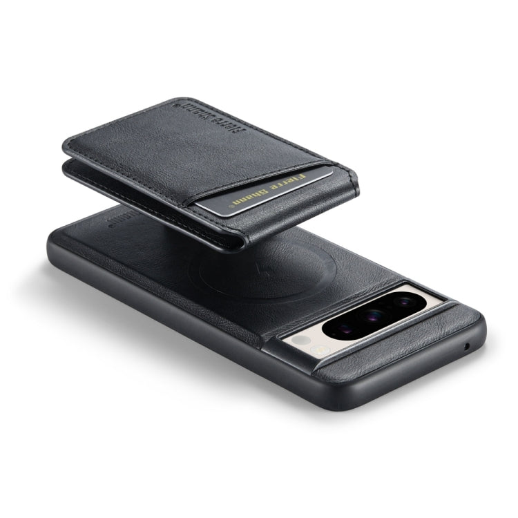 For Google Pixel 7 Pro Fierre Shann Cowhide Vertical Flip Magnetic Card Holder Phone Case(Black) by FIERRE SHANN