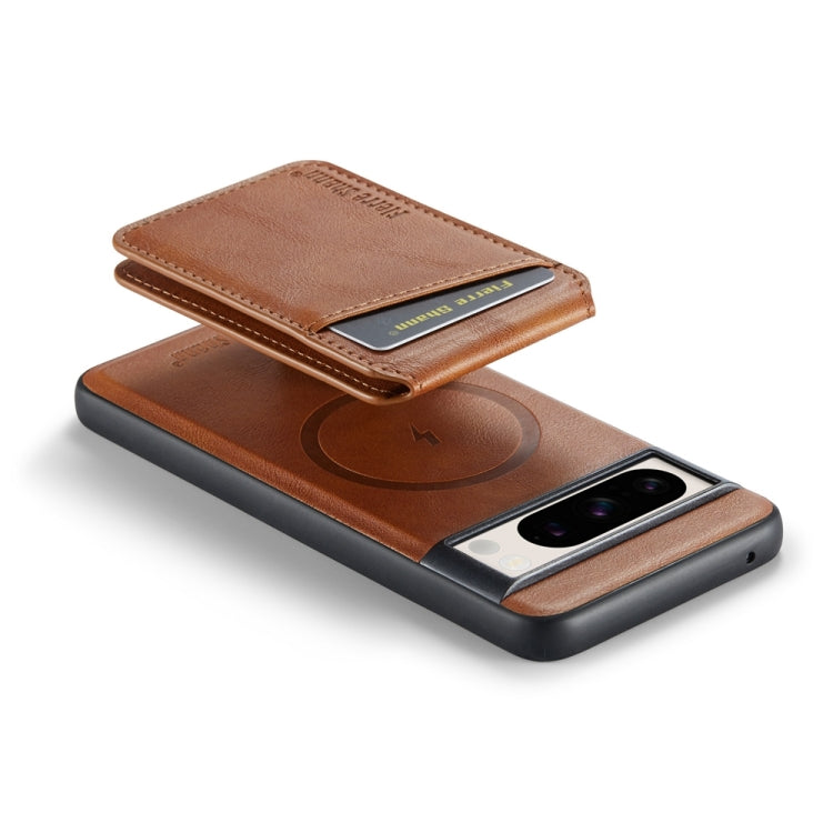 For Google Pixel 7 Fierre Shann Cowhide Vertical Flip Magnetic Card Holder Phone Case(Brown) by FIERRE SHANN