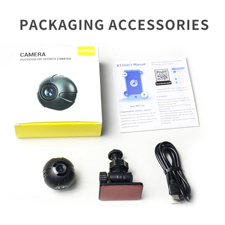 X3 Wireless Mini DV WiFi IP Camera, Support Night Vision / Motion Detection(Black)
