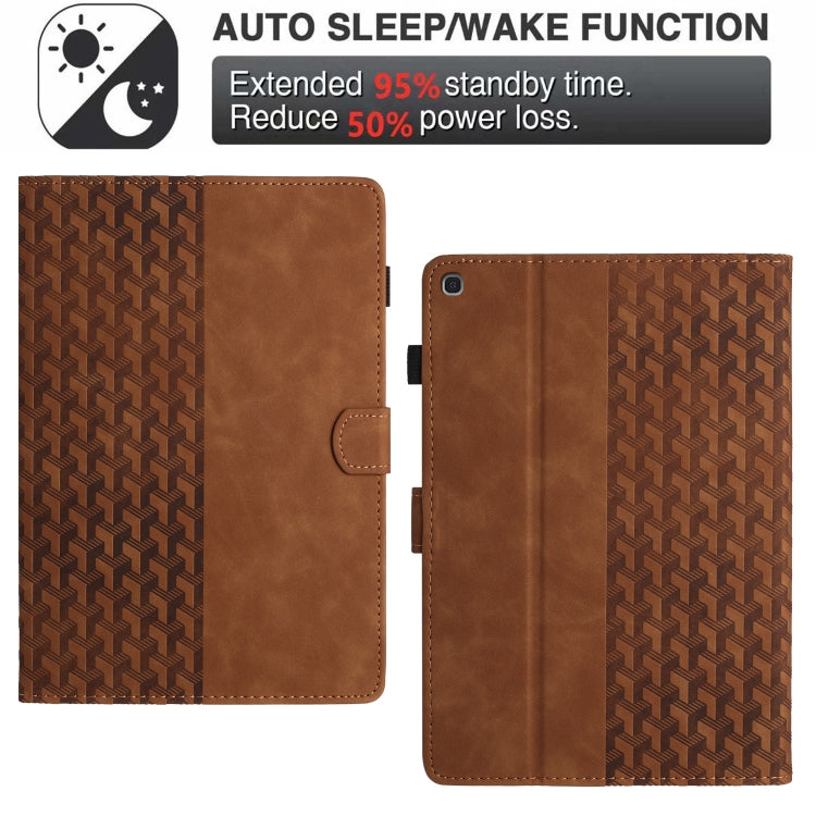 For Samsung Galaxy Tab S6 Lite Building Blocks Embossed Leather Smart Tablet Case(Brown) by bashfashion