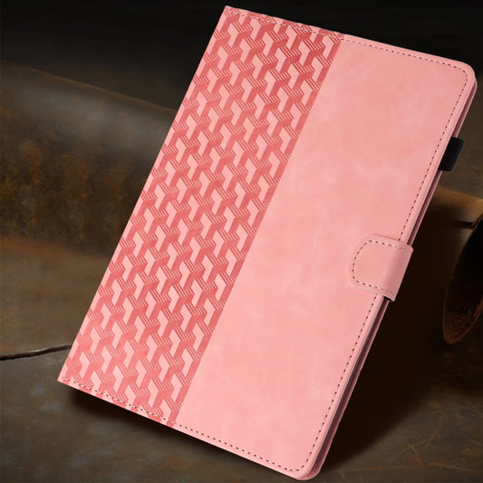 For Samsung Galaxy Tab A11+ / A9+ Building Blocks Embossed Leather Smart Tablet Case(Pink) by bashfashion
