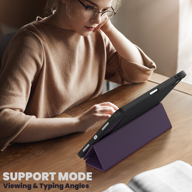 For iPad 2025 / 2022 Carbon Fiber Leather Smart Tablet Case(Purple) by bashfashion