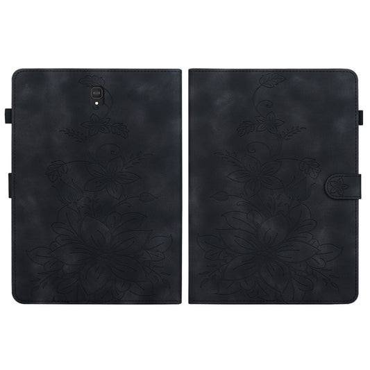 For Samsung Galaxy Tab S4 10.5 SM-T830/T835 Lily Embossed Leather Tablet Case(Black) by bashfashion