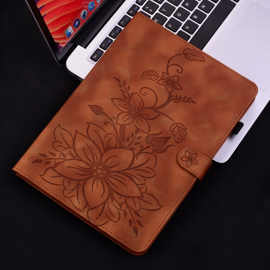 For Huawei MatePad SE 11 2024 Lily Embossed Leather Tablet Case(Brown) by bashfashion