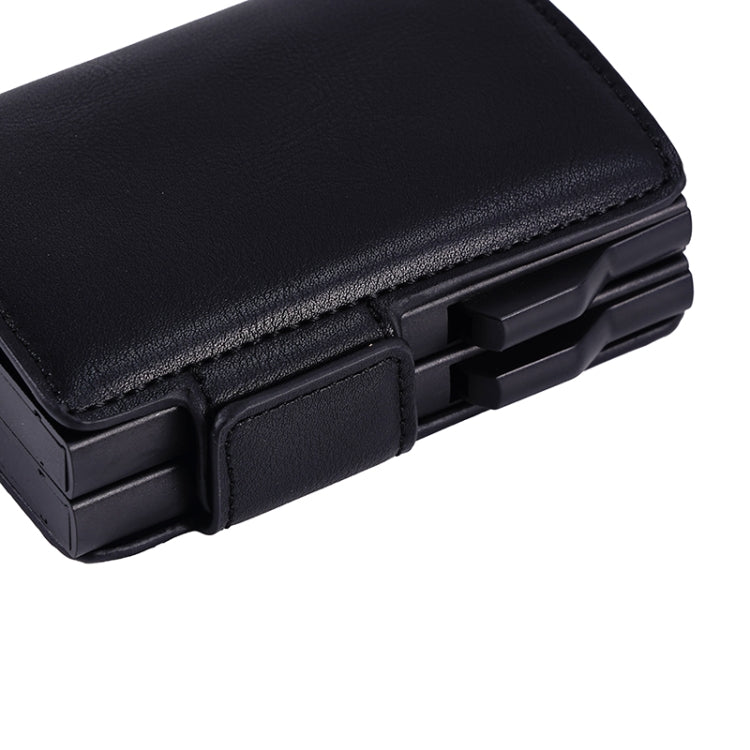 FY2403 RFID Anti-magnetic Crazy Horse Texture PU Dual Box Card Bag(Black) by bashfashion