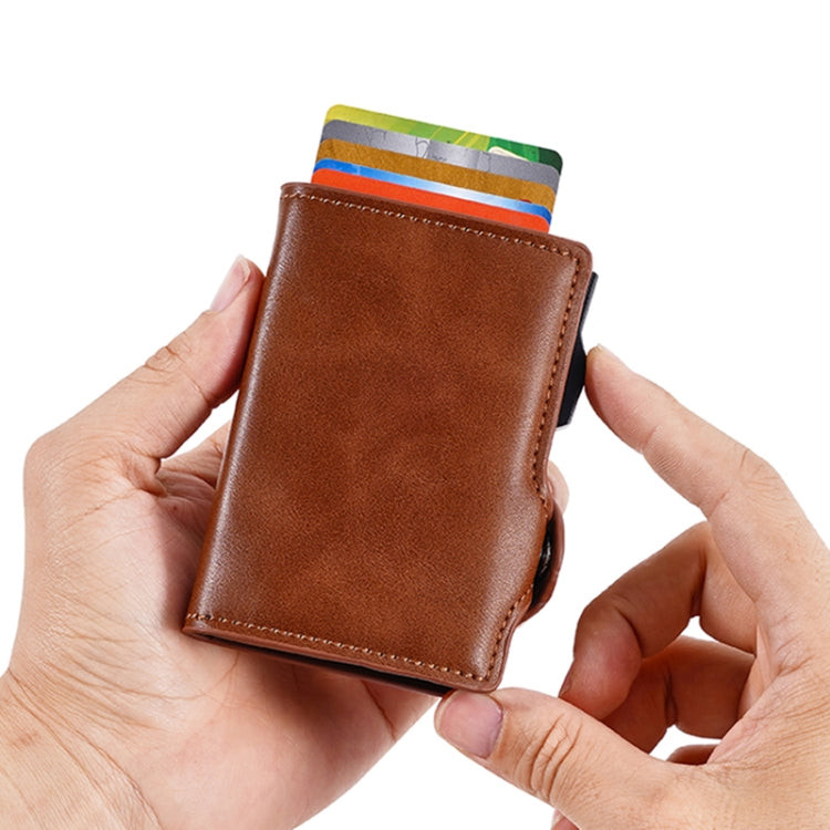 FY2404 RFID Anti-magnetic Double Ear Buckle PU Card Bag(Black) by bashfashion