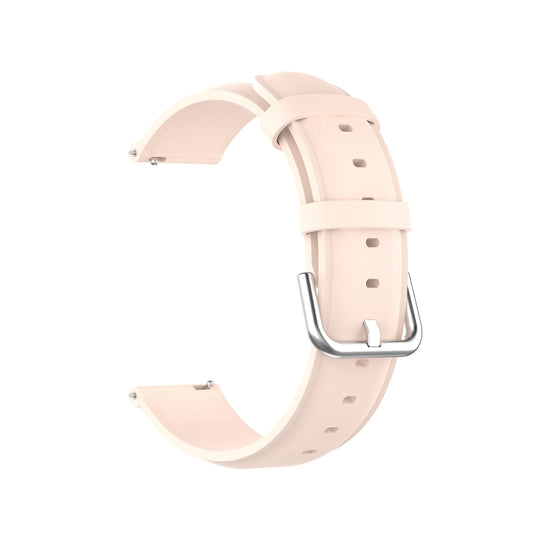 For Samsung Galaxy Watch 3 45mm 22mm Leather Strap with Round Tail Buckle(Light Pink) by bashfashion