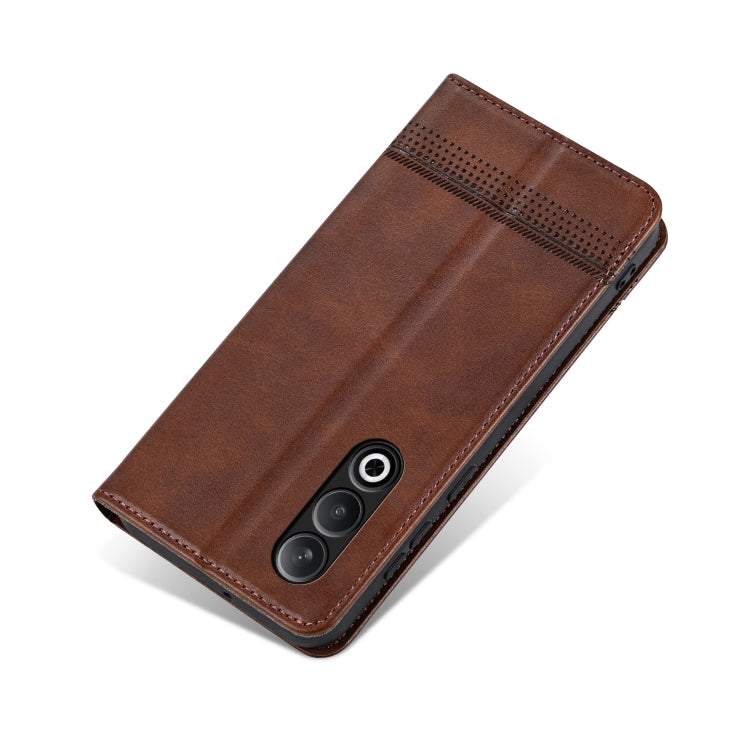 For OnePlus Nord CE4 AZNS Magnetic Calf Texture Flip Leather Phone Case(Dark Brown) by AZNS