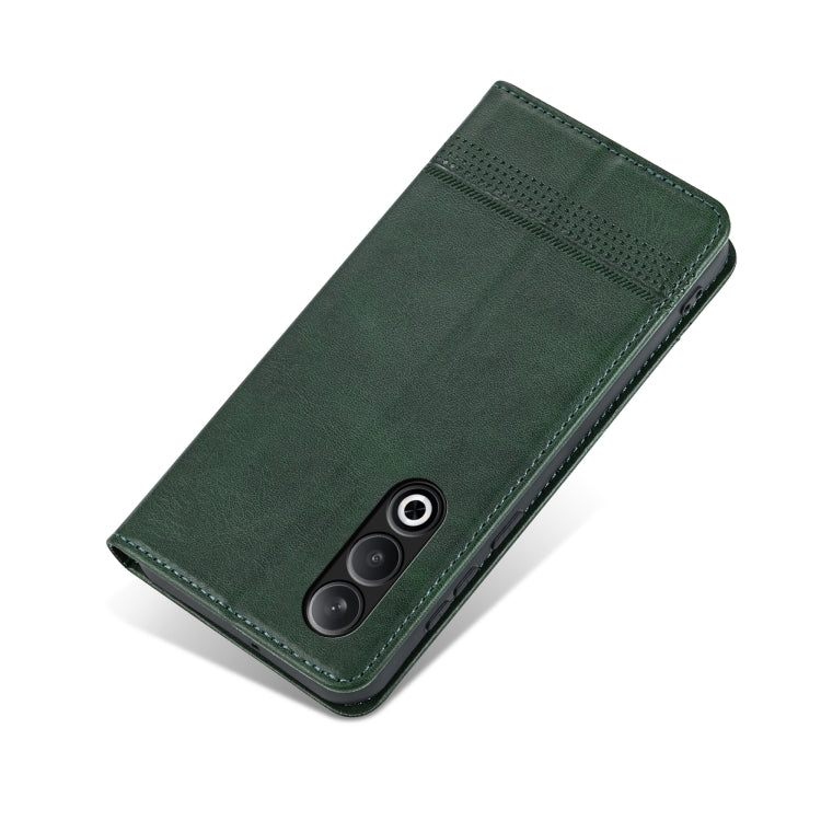 For OnePlus Nord CE4 AZNS Magnetic Calf Texture Flip Leather Phone Case(Dark Green) by AZNS
