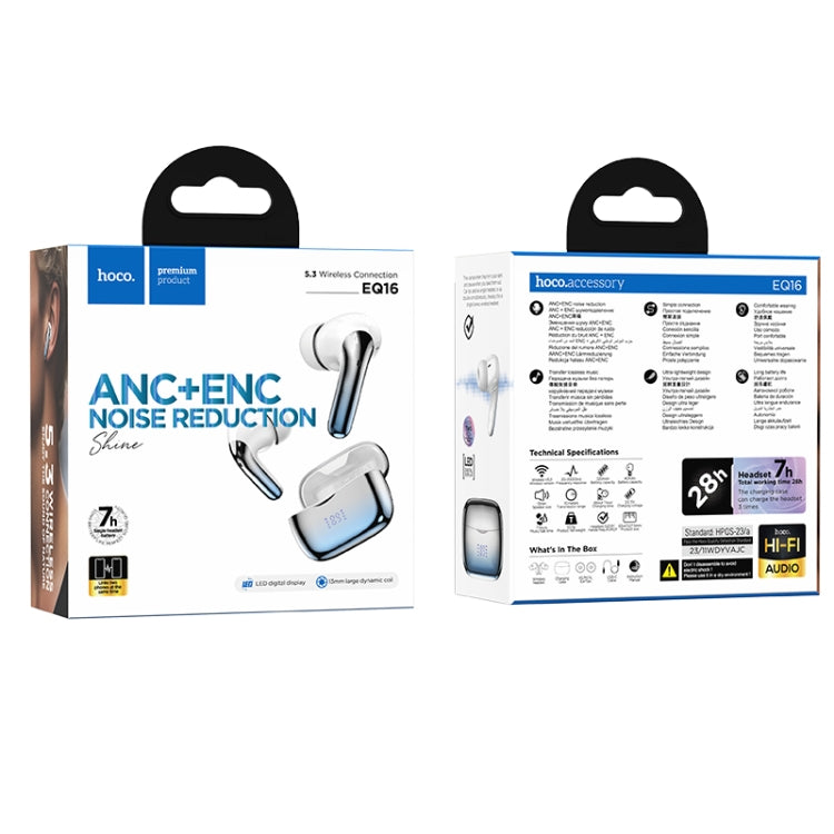 hoco EQ16 True Wireless ANC+ENC Dual Noise Reduction Bluetooth Earphone(Blue) by hoco