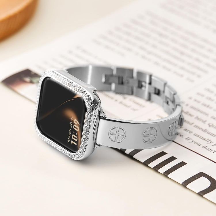For Apple Watch Series 6 40mm Cross Bracelet Stainless Steel Watch Band(Silver) by bashfashion