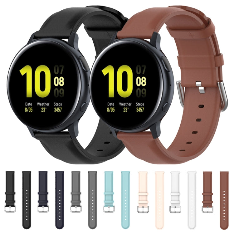 For Galaxy Watch Active3 / Galaxy Watch 3 41mm 20mm Universal Leather Watch Band(Grey) by bashfashion