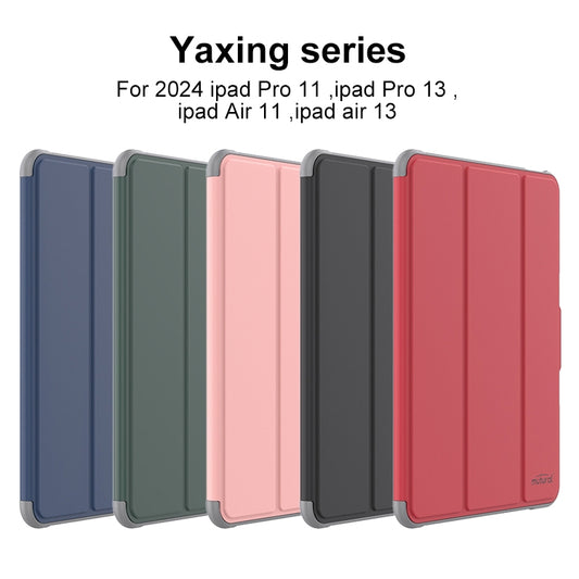 For iPad Pro 13 2025 / 2024 Mutural PC Hybrid TPU Leather Smart Tablet Case(Pink) by Mutural