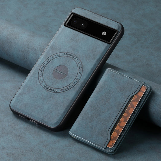 For Google Pixel 6a Denior D13 Retro Texture Leather MagSafe Card Bag Phone Case(Blue) by Denior