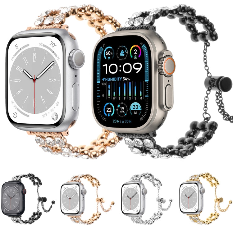 For Apple Watch Series 6 40mm Rhinestone Metal Bracelet Watch Band(Black) by bashfashion