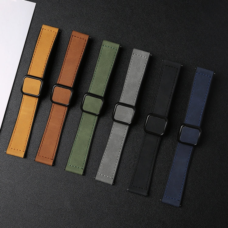 20mm Crazy Horse Texture Fold Magnetic Buckle Leather Silicone Watch Band(Light Brown) by bashfashion