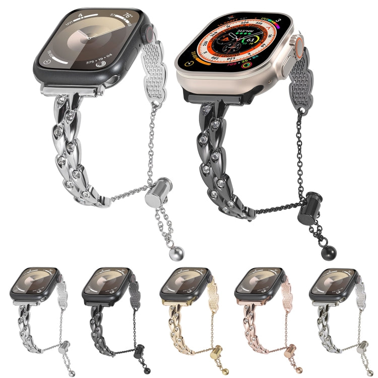 For Apple Watch Series 3 42mm Rhinestone Peacock Metal Bracelet Watch Band(Starlight) by bashfashion