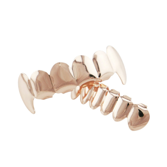 Real Gold Electroplating Halloween Decoration Denture And Tusk Suit COS Props(Rose Gold) by bashfashion