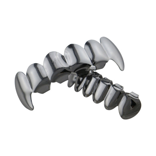 Real Gold Electroplating Halloween Decoration Denture And Tusk Suit COS Props(Black) by bashfashion