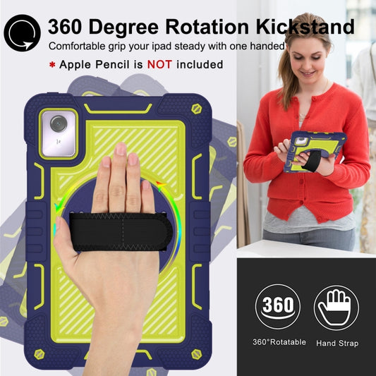 For Lenovo Tab M11 / Xiaoxin Pad 11 2024 360 Degree Rotation PC Contrast Silicone Tablet Case(Navy Blue + Yellow Green) by bashfashion