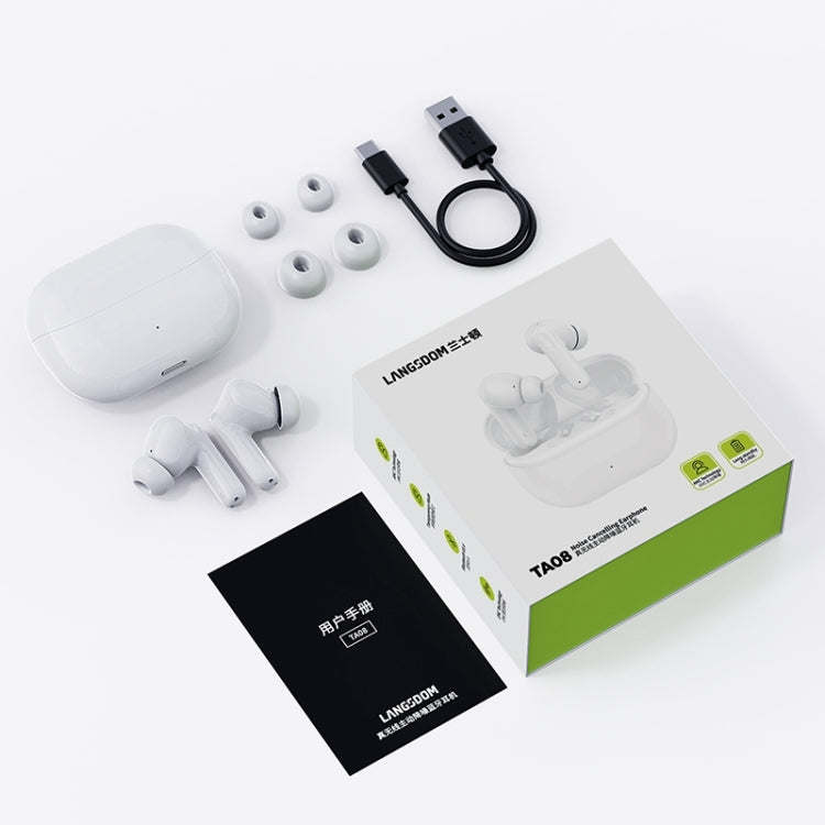 Langsdom TA08 Active Noise Reduction Wireless Bluetooth Earphone(White) by Langsdom