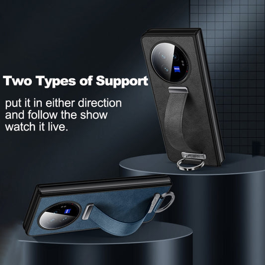 For vivo X Fold3 Pro SULADA PC + Leather Texture Skin Feel Shockproof Phone Case(Black) by SULADA