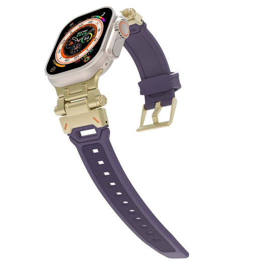 For Apple Watch Series 2 42mm Stainless Steel Connector TPU Watch Band(Gold Purple) by bashfashion
